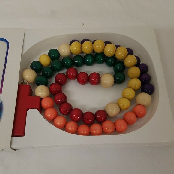 Malco My First Rosary Wooden Rosary Beads Multi-color Rainbow - Picture 3 of 4